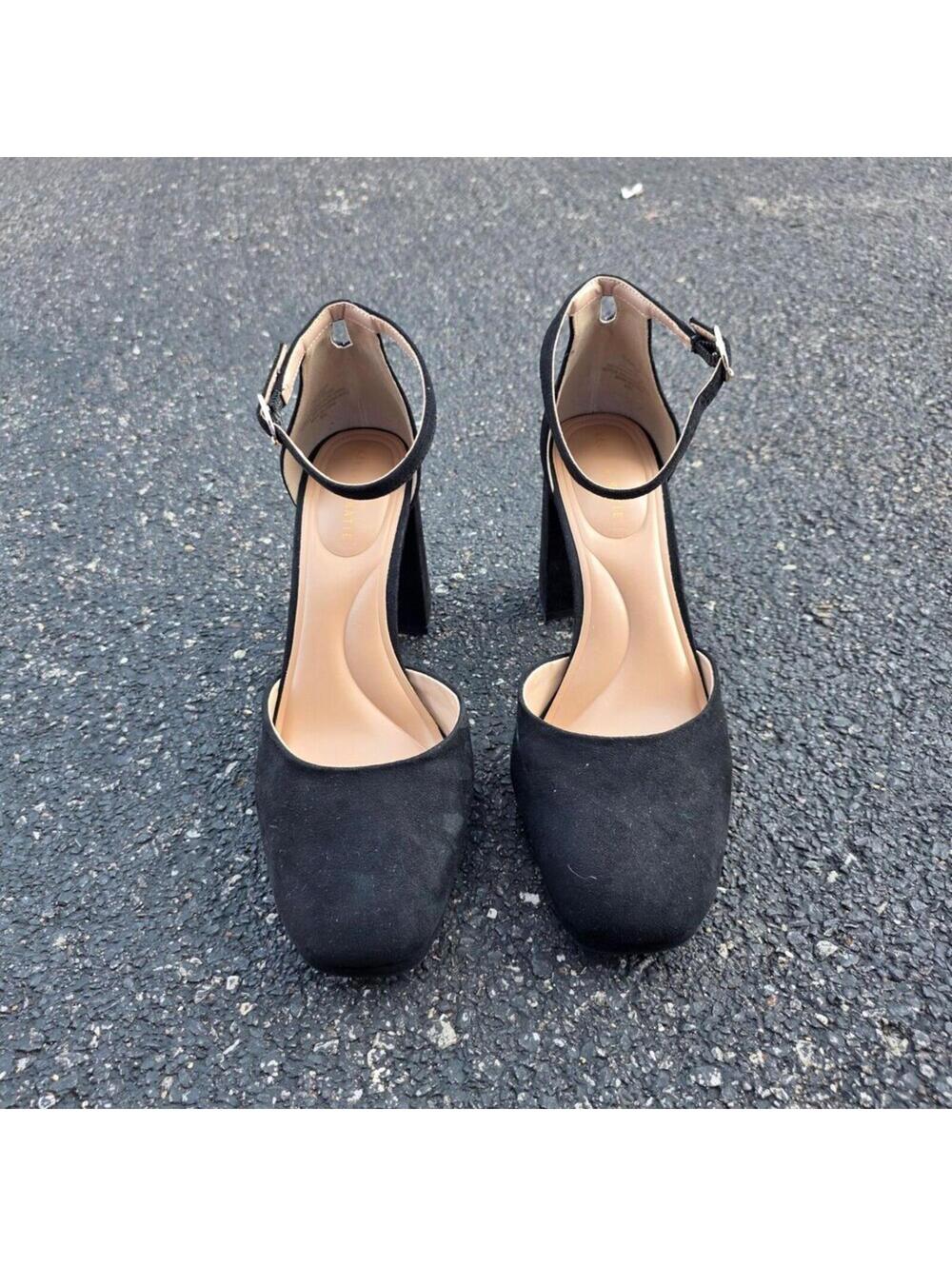 Y2K Retro Kelly & Katie Elmonie Black 3.5” Block Heel Sz 9 - Picture 2 of 5